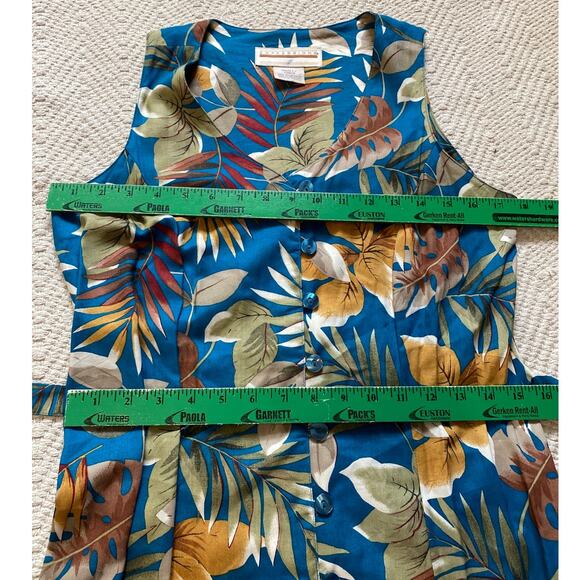 Expressions Dress Vintage Women Size Small Tropical 90s Midi Floral Button - Picture 7 of 8